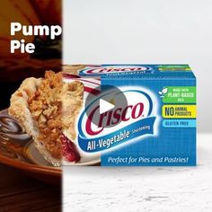 a box of crispo pie sitting on top of a plate