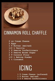 the recipe for cinnamon roll chaffle is shown