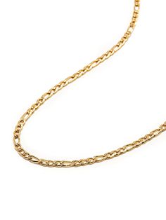 Figaro Chain in Stainless Steel with Gold Plating Product Code: MNEC_101 Designer's NotesPerfectly delicate, this Figaro chain will add the perfect amount of texture to your necklace stack. Please note that all our pieces are crafted by hand and one-of-a-kind, and may therefore vary slightly in size, shape, and color. Everyday Oval Link Figaro Chain Necklace, Everyday Figaro Chain Link Necklace, Gold Figaro Chain, Necklace Stack, Jewelry Classic, Figaro Chains, Figaro Chain, Mens Gold, Gold Plating