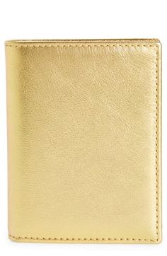 Gleaming metallic leather gives the golden touch to a slim bifold wallet with ample pockets and slots for your financial essentials. Interior currency pocket; two slip pockets; four card slots Leather Made in Spain SPACE: A shop for emerging and advanced designers Modern Gold Wallets For Everyday, Gold Leather Card Holder With Interior Slots, Luxury Gold Bifold Wallet, Gold Trifold Wallet With Card Slots For Everyday Use, Classic Gold Leather Card Holder, Luxury Gold Wallet With Interior Card Slots, Gold Card Holder With Interior Slots For Formal Use, Luxury Gold Wallets With Card Slots, Gold Luxury Wallets With Card Slots