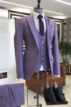 (eBay) Find many great new & used options and get the best deals for Purple Men Suit Peak Lapel Slim Fit Groom Party Prom Dinner Tuxedo Wedding Suits at the best online prices at eBay! Free shipping for many products! Suits For Prom, Suit For Prom, Tuxedo Wedding Suit, Prom For Guys, Purple Suit, Prom Suits For Men, Purple Suits, Stylish Suit, Prom Suits