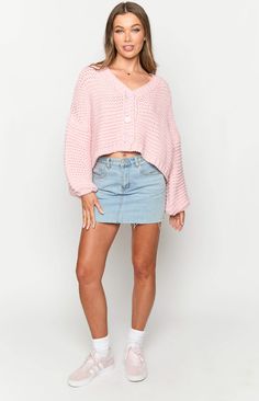 Pink Knitted Cardigan

How to style:
We love a cute cardi, and the Jen Light Pink Knit Cardigan (https://www.beginningboutique.com.au/collections/cardigans) is one of those everyday pieces you’ll reach for again and again. Keep it cute and casual with your fave jeans (https://www.beginningboutique.com.au/collections/jeans) and sneakers in this piece.

Features:

  
 * Chunky knit fabrication 
 * V neck design 
 * Oversized style 
 * Cuffs at bottom of sleeves and bottom hem 
 * Heavy weight mate Trendy Textured Knit Cardigan For Day Out, Trendy Knitted Cardigan For Day Out, Pink Knit Cardigan For Day Out, Pink Textured Knit Trendy Cardigan, Trendy Textured Knit Pink Cardigan, Cute V-neck Knitted Cardigan, Cute Sweater For Winter Day Out, Cute Sweater For Day Out In Winter, Cute Winter Sweater For Day Out