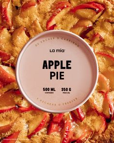 an apple pie with the label on it