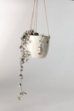 a hanging planter with plants growing from it