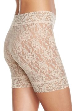 Bike shorts cut from delightfully sheer and comfortable stretch lace make a flirty layering piece. Supima® cotton-lined gusset. 100% nylon with 90% nylon, 10% spandex trim. Hand wash cold, dry flat. By Hanky Panky; made in the USA. Lingerie. Over The Knee Socks, Lace Making, Knee Socks, Supima Cotton, Short Cuts, Stretch Lace, Bike Shorts, Layering Pieces, Over The Knee