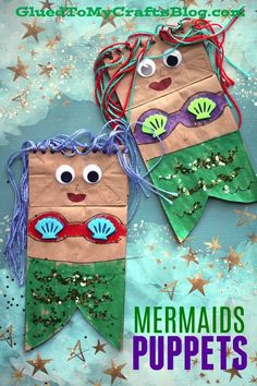 Not only is this Paper Bag Mermaid craft idea simply adorable but it's also completely customizable & perfect for some puppet play #paperbagcrafts Idea For Summer, Mermaid Crafts, Camp Crafts, Summer Crafts For Kids, Summer Craft, Ocean Crafts, Daycare Crafts