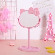 Kawaii Style Mirror Girls Vanity, Wall Mounted Makeup Mirror, Impressions Vanity, Desk Mirror, Style Kawaii, Travel Mirror, Cosmetic Mirror, Kawaii Room, Hello Kitty Wallpaper