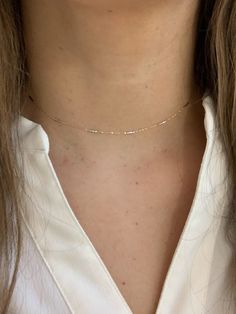 14K Genuine Gold Multicolor -White and Yellow Gold Tubing Chain, 14K Chain, Adjustable 16"|18"This statement gold chain can be worn as a choker, as a layering piece or on its own. It has a diamond cut design to give it a sparkly look. It comes available in 14k White and Yellow Gold. It does not fade as it is genuine gold. ♦ Materials: 14k Gold ♦ Available colors: 14K Yellow and White Gold, Tubes have a diamond cut design ♦ Necklace measurements: 16"-18" it can be clasped at 16"or 18", total leng Dainty White Gold Necklace With Gold Chain, Minimalist White Gold Necklace With Gold Chain, Yellow Gold Cable Chain Choker Necklace, White Dainty Box Chain Necklace, Necklace Measurements, Statement Choker, Gold Choker, Own It, Cut Design