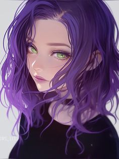 Kira N. Starr Anime Female With Purple Hair, Purple Hair Girl Art, Purple Hair Oc, Short Purple Hair, Peaky Blinders Wallpaper, Rose Gold Aesthetic, Dark Purple Hair, Roleplay Characters, Bleach Characters