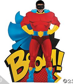 a man in a red and blue costume standing with his hands on his hips while wearing a black mask