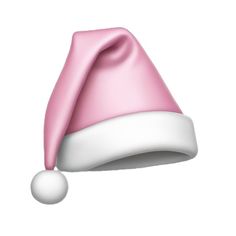 a pink santa hat with a white ball