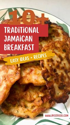 traditional jamaican breakfast recipe on a plate with text overlay