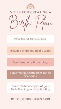 the 5 tips for creating a birth plan