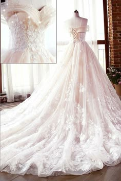 Aline Dresses, Wedding Dresses With Lace, Dresses With Lace, Fantasy Gowns, Cute Prom Dresses, Lace Neckline, Princess Wedding Dresses