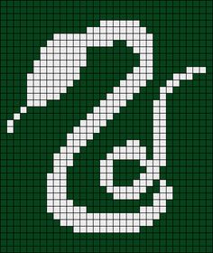 a green and white cross stitched pattern with the letter s in it's center