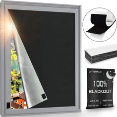 an image of a blackboard with light coming from it and other items surrounding it