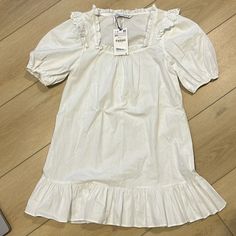 White Dress, Never Worn With A Tag. Very Nice White Embroidered Dress, Zara Woman Dress, Zara White, Cute Dress, Zara Dresses, Embroidered Dress, Zara Women, Cute Dresses, New Dress