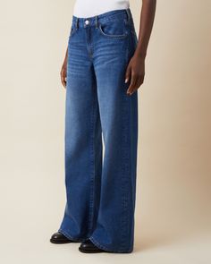 Jeanerica KW012 Kyoto Vintage 62 Relaxed Fit Wide Leg Flare Jeans In Recycled Denim, Fall Wide Leg Flare Jeans In Recycled Denim, Wide Leg Recycled Denim Jeans, Denim Blue Flare Jeans In Recycled Denim, Denim Blue Wide Leg Flare Jeans In Recycled Denim, Wide Leg Flare Jeans In Denim Blue, Relaxed Fit Wide-leg Flare Jeans, Full-length Recycled Denim Flare Jeans, Full Length Flare Jeans In Recycled Denim