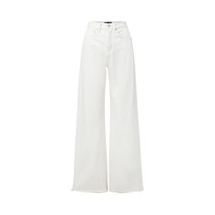 Updated in fresh ecru, the Taylor is a classic high-rise and wide-leg style in non-stretch denim. Flattering and always on-trend, this wear-forever jean also features a raw hem for a fashion-forward finish. Pair with everything from tonal silk blouses to plain white tees for a chic and easy look. Plain White Tees, Silk Blouses, Plain White Tee, Japanese Denim, La Fashion, Veronica Beard, Plain White, Silk Blouse, Stretch Denim