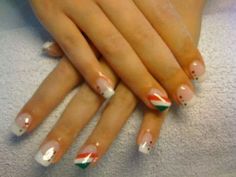 Italy Theme Nails, Italian Nail Designs, Italian Nails Designs Italy, Italian Nails, Christmas Nail Designs Acrylic, Italy Nails, Video Nail, Mexican Nails, Flag Nails