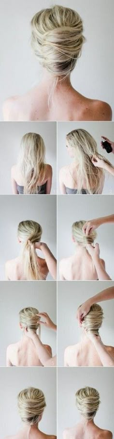 Top 10 Beautiful Romantic Hairstyle Tutorials Messy French Twist, Diy Hair Bun, Sanggul Modern, Diy Updo, Romantic Hairstyles, Long Blonde, French Twist, Twist Hairstyles