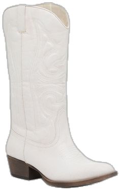 White Mid-calf Boots For Spring, White Mid-calf Boots For Spring Outdoor Activities, White Mid-calf Boots For Spring Ranch Wear, White Western Boots For Western-themed Events, White Country Boots For Fall, White Western Style Mid-calf Boots For Western-themed Events, White Round Toe Boots For Country Events, White Snip Toe Mid-calf Boots For Western-themed Events, White Snip Toe Mid-calf Boots For Rodeo