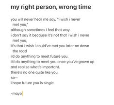 the poem is written in black and white, with an orange border around it that says i'm right person, wrong time