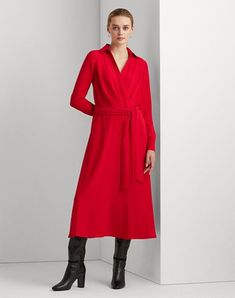 crepe, folds, belt, solid color, v-neck, long sleeves, buttoned cuffs, zipper closure, unlined, large sized , Color: Red , Size: 2 Chic V-neck Dress With Belted Cuffs, Solid Long Sleeve Wrap Dress For Formal Occasions, Solid Color Semi-formal Midi Dress For Fall, Elegant Long Sleeve Midi Dress With Tie Waist, Fitted Long Sleeve Midi Dress With Belted Cuffs, Solid Long Sleeve Midi Dress For Semi-formal Occasions, Chic Long Sleeve Midi Dress With Belted Cuffs, Elegant Long Sleeve Midi Dress With Belted Cuffs, Chic Solid Color Long Sleeve Wrap Dress