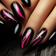 Pink Black Nails, Dark Pink Nails, Minimalist Nail, Eye Nail Art, Popular Trends, Black Acrylic Nails, Fall Nail Art Designs, Fancy Nails Designs, Minimalist Nail Art