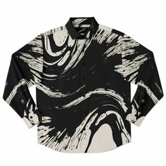 Upgrade your wardrobe with our Suminagashi Art Style Floating Oily Ink Long Sleeve Button Down Shirt. Made from 100% Polyester Poplin fabric, this shirt exudes a polished appearance while providing a snug, regular fit. The classic pointed collar complements its versatile design, while the neatly tailored hem ensures it sits just right, whether tucked in or left out. The button closure provides a timeless touch to this lightweight and breathable shirt. Available in sizes ranging from XS to 4XL, i White Abstract Print Button-up Shirt, Relaxed Fit Cotton Blouse With Abstract Print, Cotton Blouse With Abstract Print In Relaxed Fit, Cotton Blouse With Abstract Print And Relaxed Fit, Trendy Long Sleeve Shirt With Abstract Print, Fall Abstract Print Workwear Shirt, Fall Abstract Print Shirt For Work, Fall Abstract Print Shirt For Workwear, Fall Workwear Shirt With Abstract Print