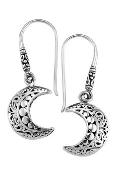 Crescent shaped moon drop earrings made of sterling silver add a whimsical style to your everyday look. Sterling silver crescent moon earrings. French hook back. Approx. 1 3/8" length. ImportedOrders cannot be shipped to Canada, Puerto Rico, APO, FPO or P.O. Boxes. Moon Drop, Whimsical Style, Crescent Moon Earrings, Crescent Shape, Modeling Tips, Whimsical Fashion, Moon Jewelry, Moon Earrings, Keep Jewelry