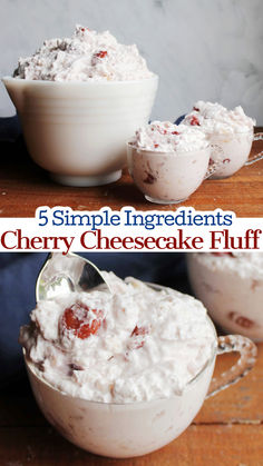 there is a bowl of food that has been made with cherry cheesecake fluff