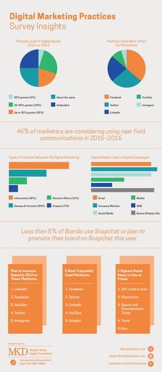 an orange and white info sheet with the words digital marketing practices survey highlights on it