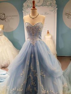 Something Blue wedding dress from the Disney collection available in January 2013 at Bridal & Formal in Cincinnati. Alice In Wonderland Wedding Dress, Baju Kahwin, Quinceanera Dresses Blue, Sweetheart Prom Dress, Blue Wedding Dresses, Beautiful Prom Dresses, Disney Dresses