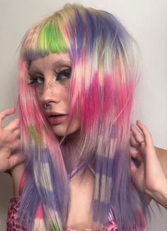 Multicolor Hair, Funky Makeup, Multicolored Hair