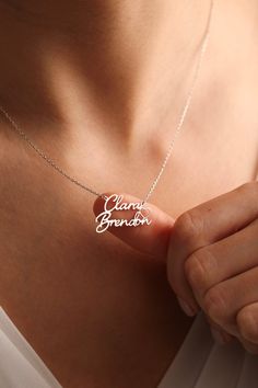 "Custom Two Name necklaces has a small heart right on middle and these hearth name necklace great personalized jewelry idea to yourself, best friends or any women. They going to love this special pendant necklace. Our mothers necklace & Kids Name Necklace & couple necklace is  great way to make any women happy with minimalist necklace design. 💖  ♥ Personalized piece for yourself or for someone special in your life.. ♥ Make your choice from this initial necklace for baby shower gifts, new mom gifts, Mothers Day gifts, birthday gifts, gift for mom and anniversary gifts. ✋ All our jewelry is %100 custom made by hand with Love and Care in our workshop! Nickel Free High Quality Materials Standard Deliver in 8-12 Business Days *How to customize Order? Leave a not at \"Note to seller\" with name Couple Name Pendant Design, Double Name Necklace, Necklace Couple, Double Name, Couple Name, Name Necklace Gold, Couple Necklace, Gold Gift Boxes, Name Necklaces