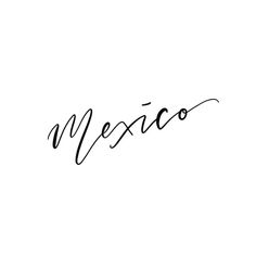 the word mexico written in cursive writing on a white background with black ink