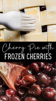 cherry pie with frozen cherries in the middle