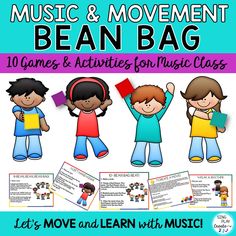 music and movement bean bag game for kids to play with their own hands on the board