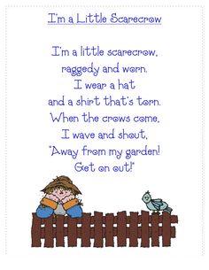 a poem written by a child on the fence that says, i'm a little scarecrow