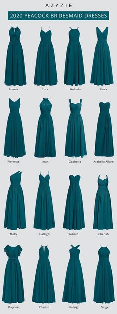 the different types of dresses for bridesmaid in various styles and colors, including blue