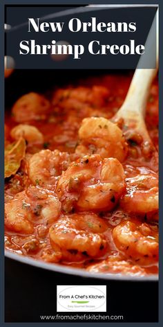 New Orleans Shrimp Creole being stirred with wooden spoon in skillet. New Orleans Style Recipes, Healthy Shrimp Creole Recipe, Best Shrimp Creole Recipe, Seafood Creole Recipe, Shrimp Cajun Recipes, Shrimp Comfort Food, New Orleans Shrimp Recipes, Shrimp Creole Recipe Louisiana, Cooked Shrimp Recipes Easy