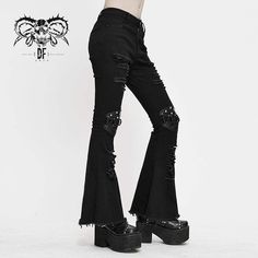 Material: Cotton;Spandex 
Size: XS-3XL 
Sku: PT122 Cheap Black Edgy Bottoms, Cheap Edgy Black Bottoms, Styl Grunge, Moda Grunge, Sporty Pants, Metal Embellishments, Ripped Pants, Black Jeans Women, Casual Sweatpants