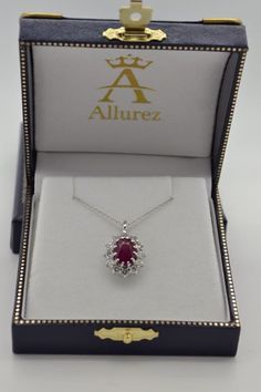 Oval Ruby and Diamond Pendant Necklace 14k White Gold (3.60ctw) - Allurez.com Luxurious Things, Expensive Necklaces, Fine Necklace, For My Granddaughter, Stone Accessories, Heart Anklet, Princess Kate Middleton, Ruby Pendant, Expensive Jewelry