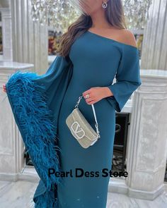 Feather Simple and Elegant Formal Dress Es Fish Tail Satin Formal Occasion Dresses on Offer Evening Elegant Blue Dress With Feathers, Elegant Blue Feathered Dress, Elegant Blue Dress With Feather Trim, Long Sleeve Feather Dresses For Summer, Beach Autumn, Formal Occasion Dress, A Line Evening Dress, Dresses Formal Elegant, Blue Evening Dresses