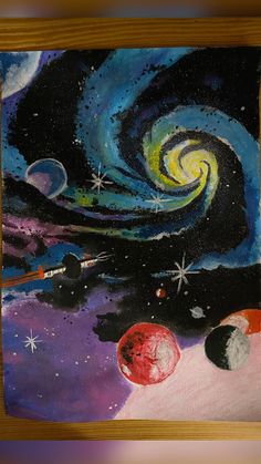 a painting with stars and planets on it