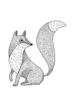 a drawing of two foxes sitting next to each other