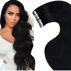 Tape In Hair Extensions Human Hair Black Hair Extensions Tape In Remy Hair Extensions Real Human Hair Glue In Seamless Hair Extensions 12inch 20pcs/30g Seamless Hair Extensions, Jet Black Hair, Black Hair Extensions, Long Hair Extensions, Real Human Hair Extensions, Hair Tape, Tape In Extensions, Short Hair Wigs, Remy Hair Extensions