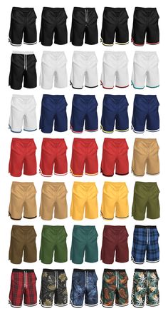 men's swim trunks in various colors and sizes