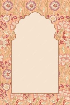 an ornate frame with flowers and leaves in the middle, on a pink background stock photo